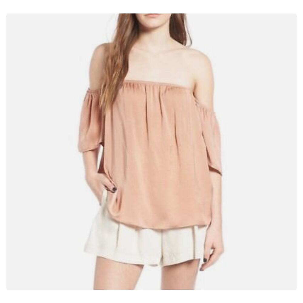 Madison & Berkeley women Off Shoulder blouse sz XS relaxed terra rose pink - Picture 11 of 12